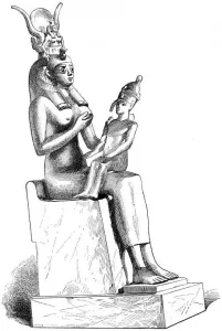 Isis amamantando a Horus. Ptolomeo bronce; en Louvre. Altura, 19 pulgadas