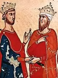Frederick II (izq.) y al-Kamil (der.)