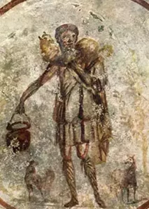 Representación del buen pastor, Catacumba Calisto, año 300