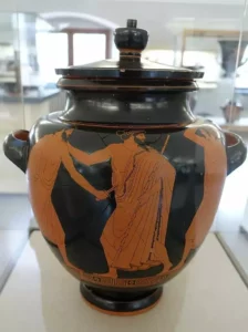 Muerte del tirano Hipparchus, vasija de 475 a. C.