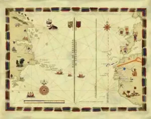 Mapa del tratado de tordesillas en el siglo XVI