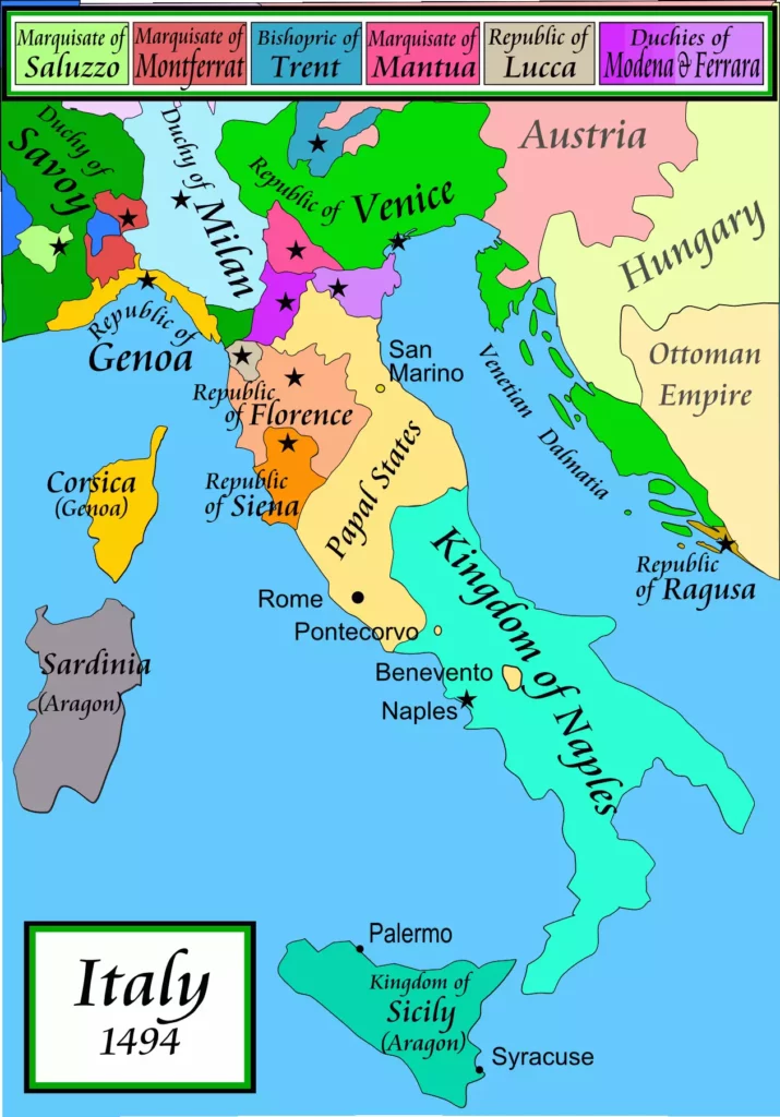 Situación política de Italia en 1494