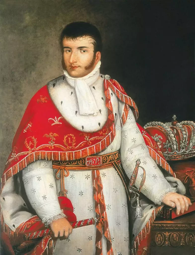 Retrato de medio cuerpo del emperador mexicano Agustín I atribuido a Josephus Arias Huerta, s. XIX