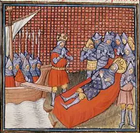 Ilustración medieval (1270) de la muerte de Saint Louis (Luis IX)