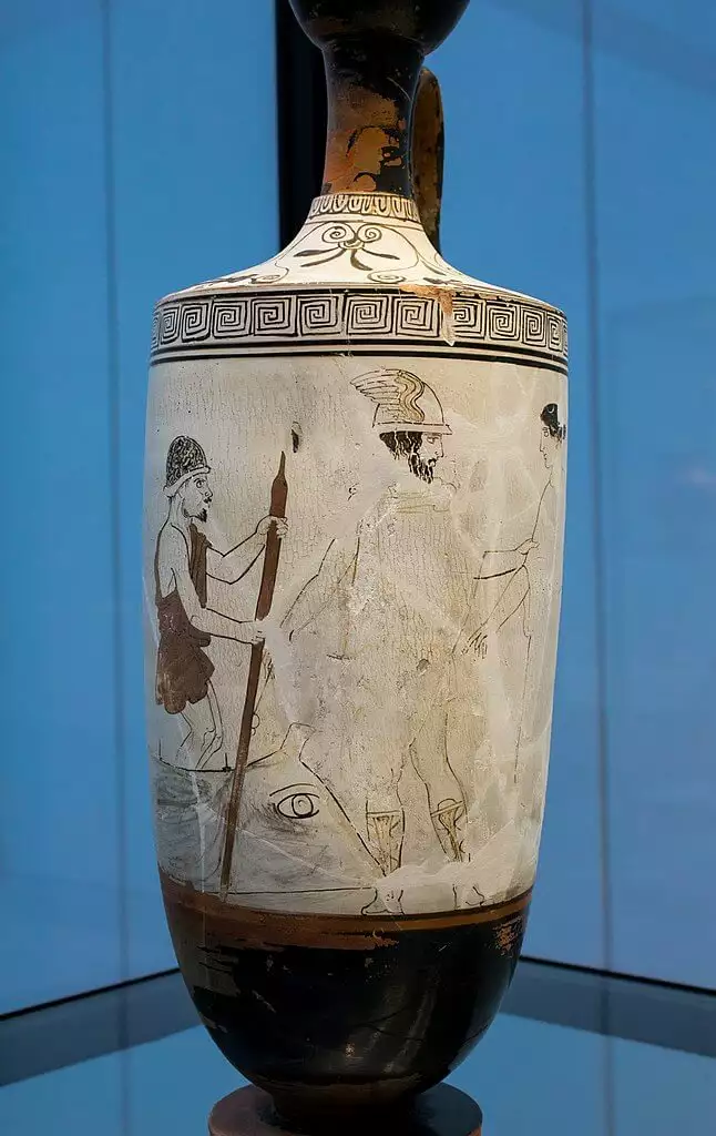 Jarrón representando a Hermes psicopompo, Atenas, 430 a. C. Jarrón representando a Hermes psicopompo, Atenas, 430 a. C.
