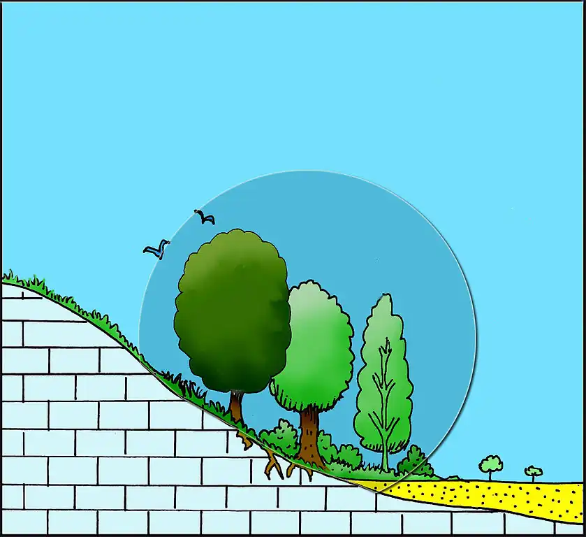 Ilustración de un biotopo Ilustración de un biotopo piemontino, el círculo representa el área biotópica