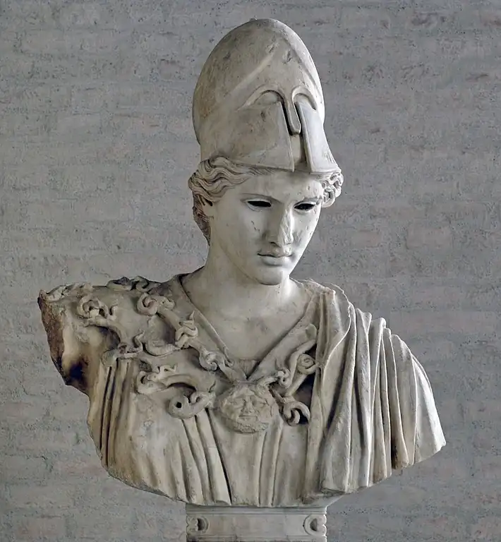 Busto de Atenea durante la época clásica griega, 430 a. C. «Velletri Pallas»