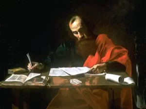 San Pablo escribe sus epístolas, por Valentin de Boulogne