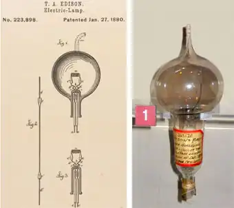 Patente de la bombilla de filamento, 1880