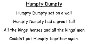 Humpty Dumpty, famoso cuarteto en inglés