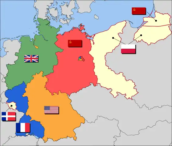 Panorama política de las áreas ocupadas por los Aliados en 1945