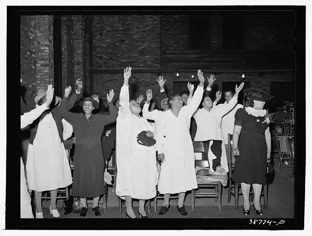 Fotografía de 1941, del movimiento carismático protestante pentecostal en Estados Unidos