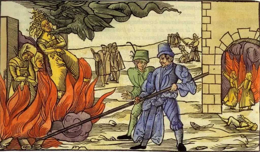 Durante la edad media el castigo era esencialmente una expiación de los pecados del procesado (Escena del Witchcraft Act, 1563)