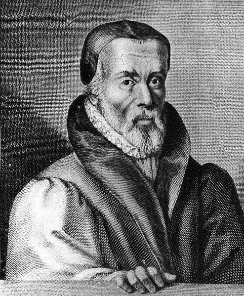 William Tyndale, reformador protestante y traductor de la Biblia. Retrato del Libro de los Mártires de Foxe