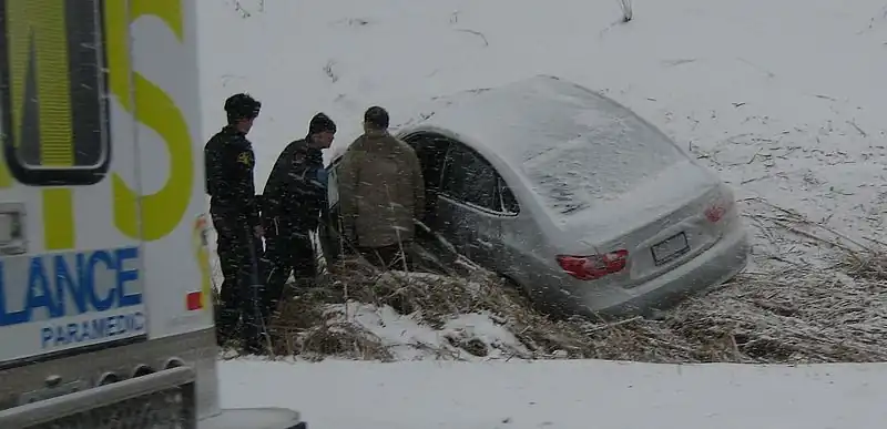 Nevasca Carro arrastrado en un chubasco