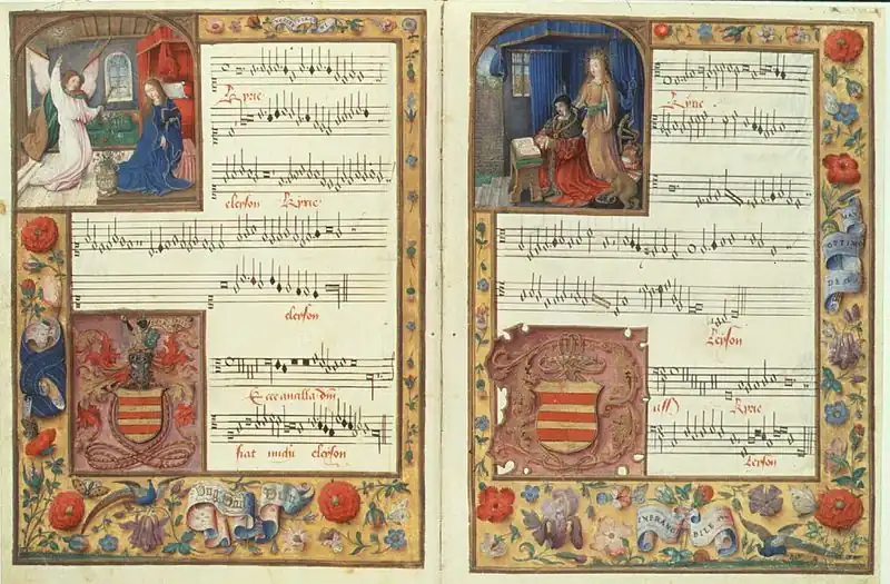 Página manuscrita de "Kyrie" de la "Missa Ecce ancilla Domini"