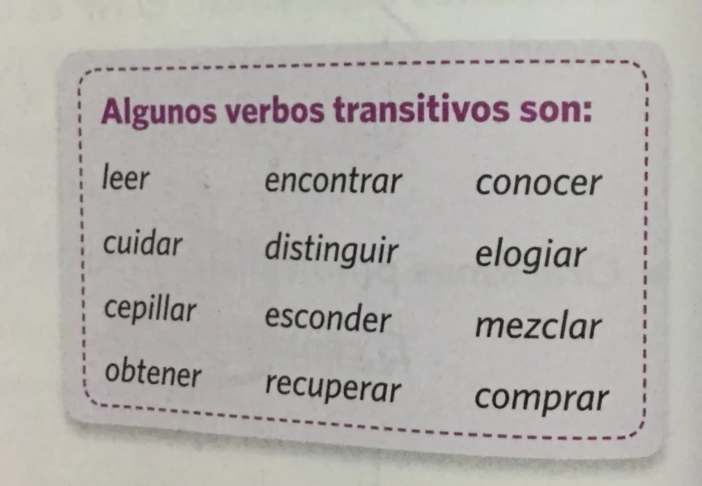 Verbos transitivos Carta educativa ejemplos v. transitivos