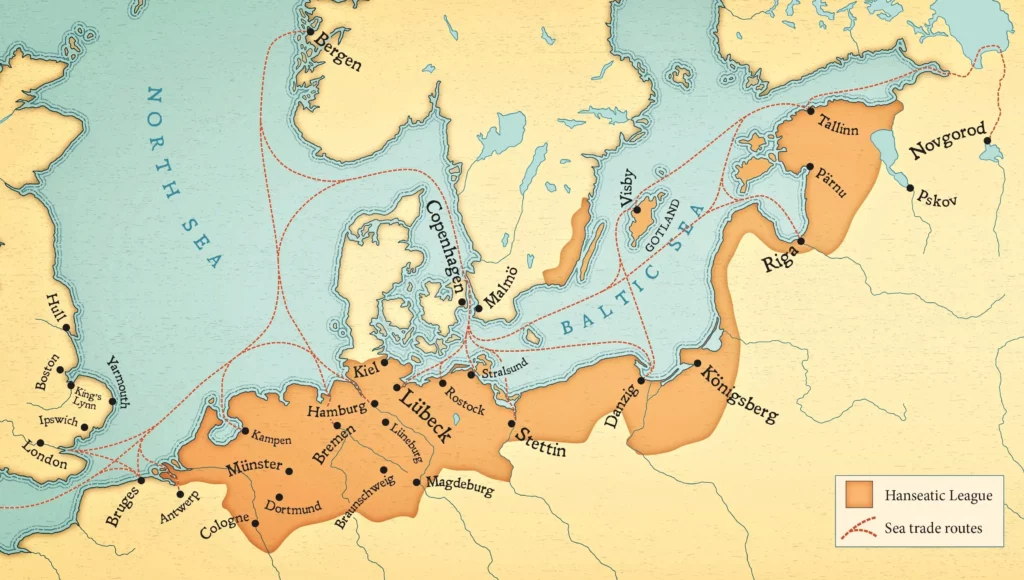 Rutas comerciales de la Liga Hanseática